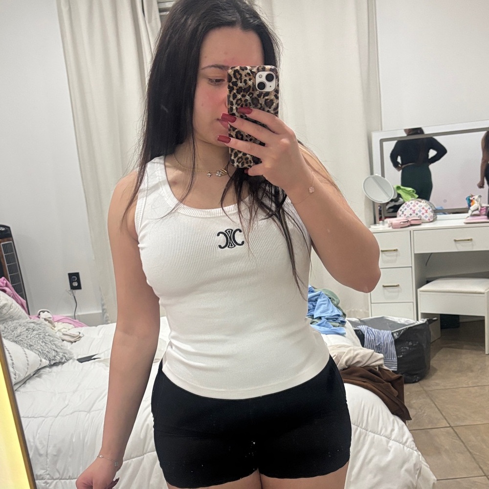 EGO White Tank Top with Black Logo